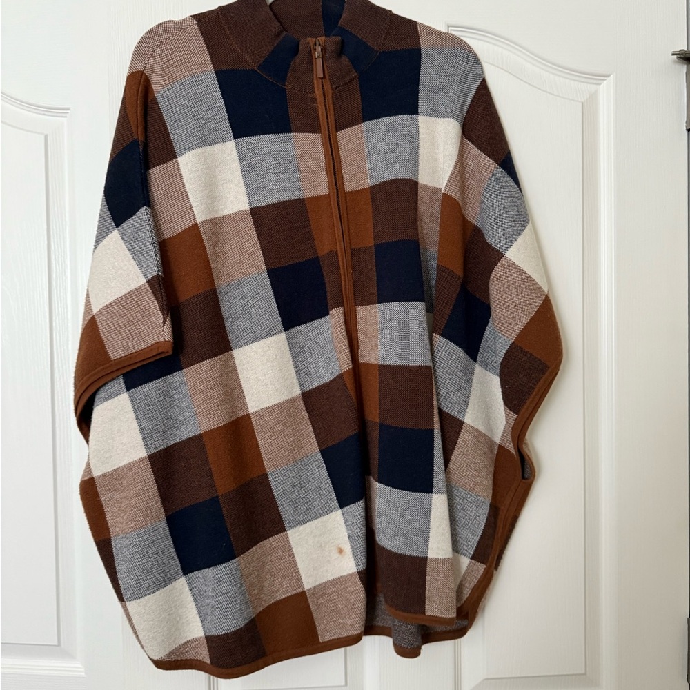Women’s Plaid Sweater - Brown, Gray, and Cream